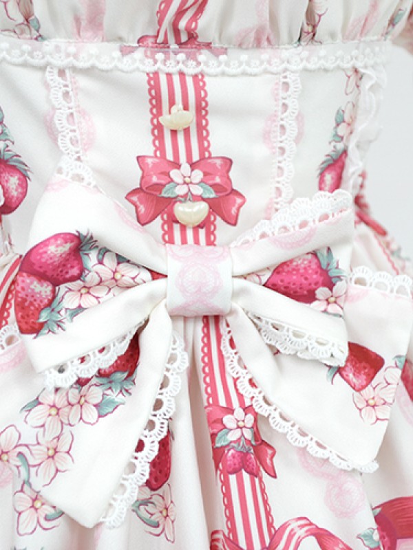 Sweet Strawberry Rabbit Print Short Sleeve Lolita One-piece OP Sweet Strawberry Rabbit Print Short Sleeve Lolita One-piece OP